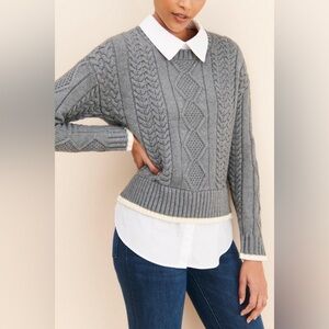 Central Park West Gray Cable Knit Sweater